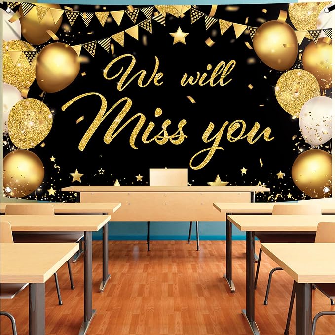 KatchOn Black and Gold We Will Miss You Banner 72x44 Inch | Graduation Backdrop - Image 7