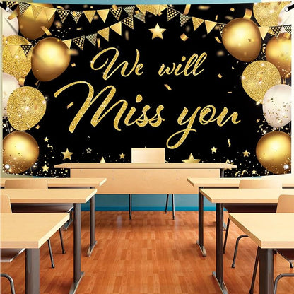KatchOn Black and Gold We Will Miss You Banner 72x44 Inch | Graduation Backdrop - Image 7