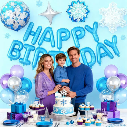 29PC Blue Winter Happy Birthday Balloon Banner, 16Inch 3D Aluminum Letter - Image 7