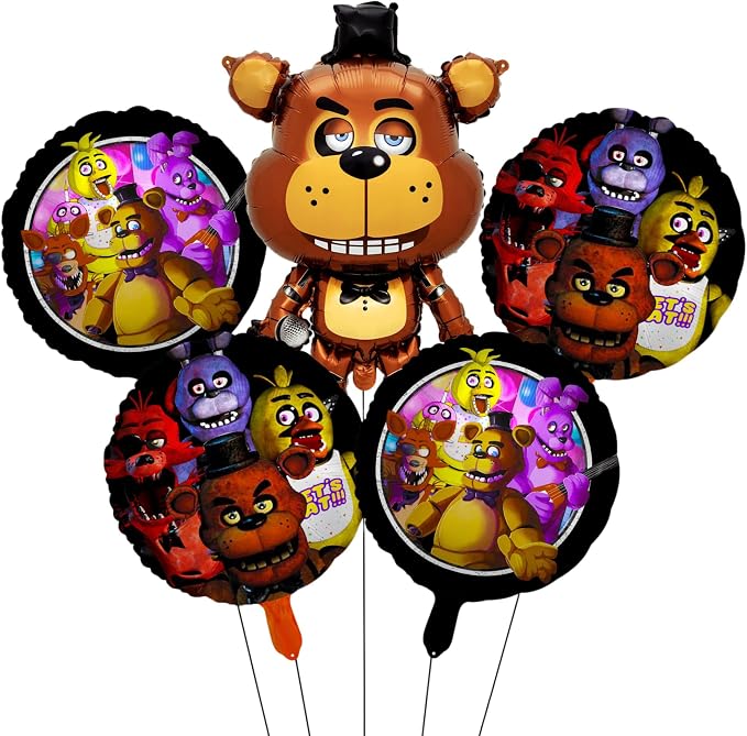 5pcs Freddy's Birthday Party Decorations 5 Nights Foil Balloons Halloween Party by Unknown