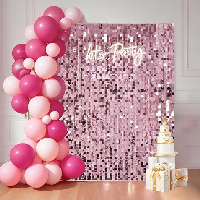 Ozikutech 24 Pcs Pink Shimmer Wall Backdrop Panels by Ozikutech