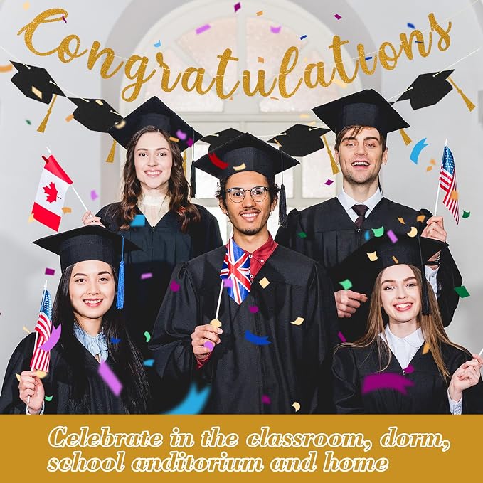 Class of 2026 Graduation Decorations Pre-Strung Glitter Congratulations Banner - Image 5