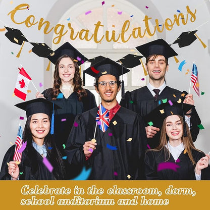 Class of 2026 Graduation Decorations Pre-Strung Glitter Congratulations Banner - Image 5