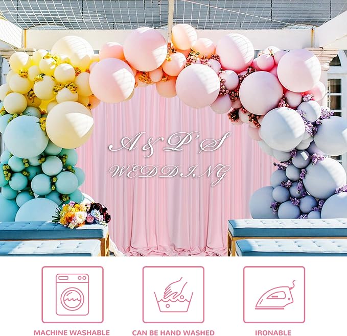 Pink Backdrop Curtain for Parties Valentine's Day Pink Photo Curtains - Image 3