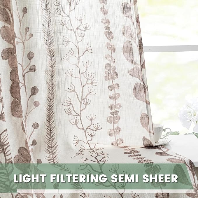 Brown Sheer Curtains 72 Inches Long 2 Panels Boho Curtains - Image 4