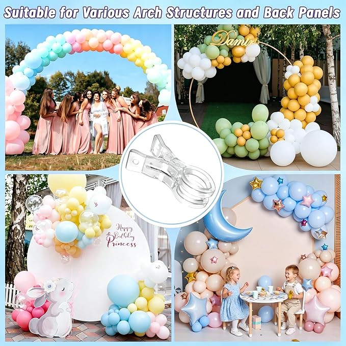 20 Pcs Balloon Arch Clips, 3.5" Plastic Transparent Spring Clamps | - Image 5