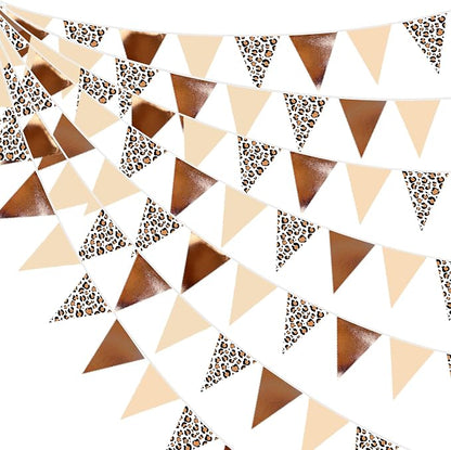 32Ft Leopard Party Decorations Metallic Brown Leopard Triangle Banner Flag by pinkblume