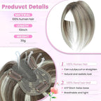 YAMI Hair Toppers for Women Fluffy Human Hair Topper 10inch Handmade Swiss Base Hairpieces 360° Cover Hairloss (Ombre Brown with Blonde Highlight)