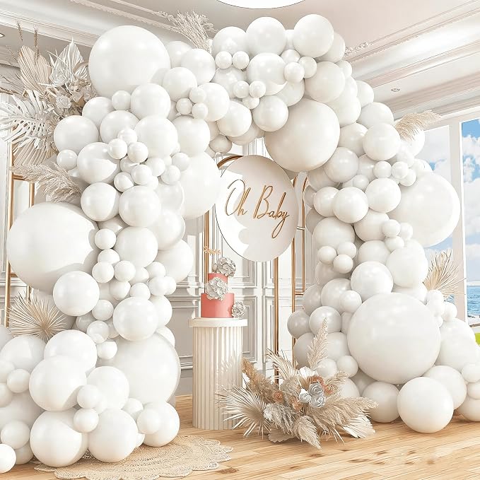 412pcs White Balloons 18 12 10 5 Inch White Balloon Garland Arch Kit Different by PAXILE