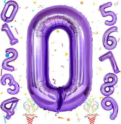 Purple Number Balloons, 40 Inch Foil Large Balloons, Helium Self Inflating - Image 2