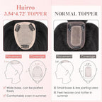Hairro Human Hair Toppers with Wispy Bangs, 3.5x4.7" Hand-wovened Base for Women with Thinning Hair, Lightweight & Breathable Realistic Scalp, Clip-in Hairpieces for Easy Wear, 12 Inch Jet Black
