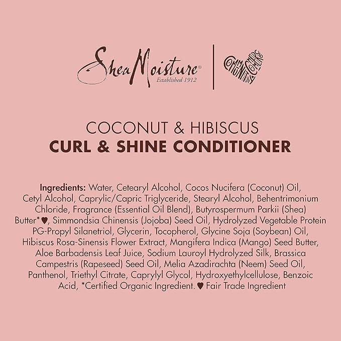 SheaMoisture Curl and Shine Conditioner For Thick, Curly Hair Coconut and Hibiscus Sulfate Free, 13 Fl Oz (Pack of 2)