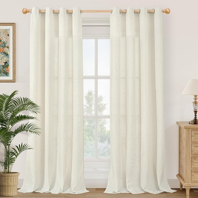 YoungsTex Natural Linen Curtains 90 Inches Long 2 Panels by YoungsTex