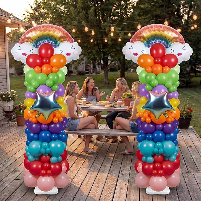 Skylety 2 Sets Rainbow Balloon Column Stand Kit Adjustable Colorful Balloon - Image 7