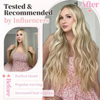 KooKaStyle Clip in Synthetic Highlight Hair Extensions Long Wavy 4PCS Thick Hairpieces Ashy Beige Blonde Balayage Fiber Double Weft Natural Hair Extensions 24 Inch for Women