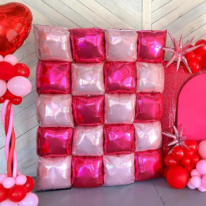 Hot Magenta Pink Square Foil Balloons Wall Tunnel Backdrop Double Sided - Image 6