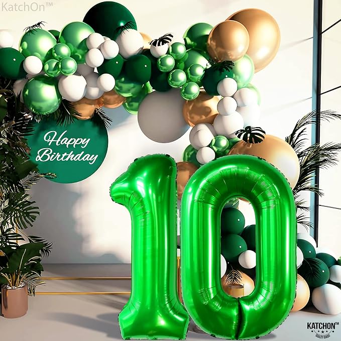 KatchOn Dark Green 10 Balloon Number 40 Inch, 10th Birthday Decorations | Dark - Image 3