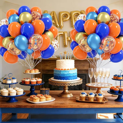 60pcs Royal Blue and Orange Balloons 12inch - Image 7