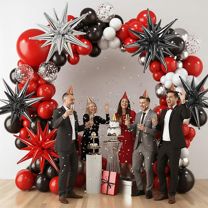 RUBFAC Red and Black Balloon Arch Kit 140pcs | Red Black and Metallic Silver - Image 7