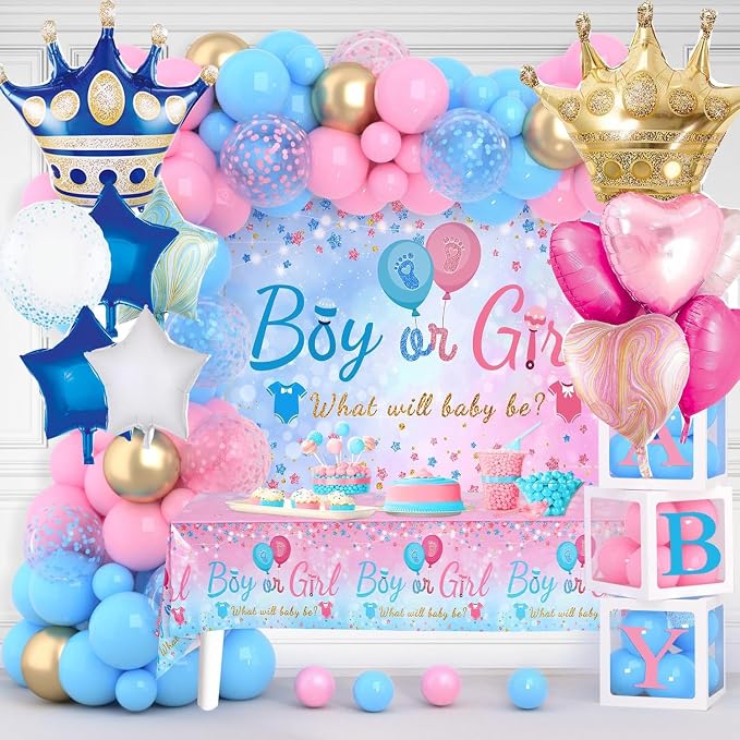Pink And Blue Crown Balloons Set - Image 2
