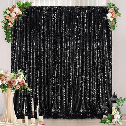 Black Sequin Backdrop 8ft x 8ft Glitter Photo Booth Black Backdrop Curtains | - Image 5