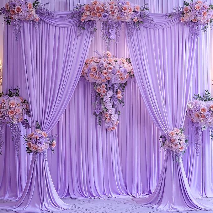4 Panels Lavender Backdrop Curtains - Image 5
