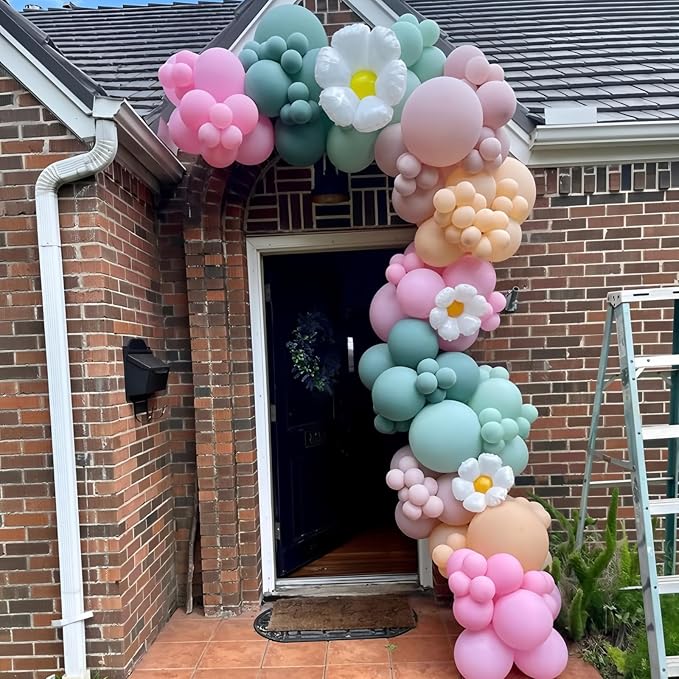 Pastel Pink Blue Green Balloons 12INCH 60PCS Goose Floral Birthday | Wildflower - Image 5
