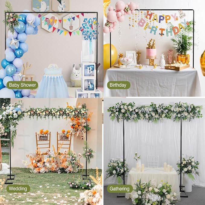 8.2FT x 8FT Square Backdrop Stand Heavy Duty Black Wedding Arch - Image 8