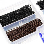 Hicarer 200 Pcs 2.4 & 2 Inches U Shaped Hair Pins with Storage Box Black and Brown for Women Hair Bobby Pins with Clear Storage Box
