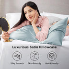 Bedsure King Size Satin Pillowcase Set of 2 - Light Turquoise Silky Pillow Cases for Hair and Skin with Envelope Closure, Similar to Silk Pillow Cases, Gifts for Women Men, 20x36 Inches, 2pcs