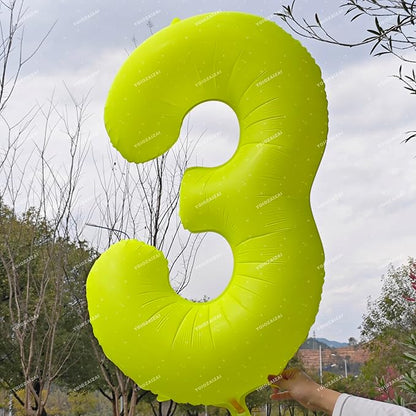 40 IN Fluorescent Yellow Number 3 Balloon Neon Yellow 3 Foil Balloon | - Image 4