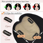 Human Hair Toppers for Women with Thinning Hair Real Human Topper Crown No Bangs 10 Inch #1 Black