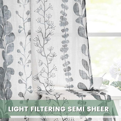 Living Room Curtains 90 Inches Long Boho Linen Style Back Tab Curtains - Image 5