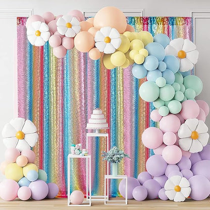 Hahuho Rainbow Sequin Backdrop Curtain, Party Decoration（1 Panels, 4FT x 8FT - Image 2