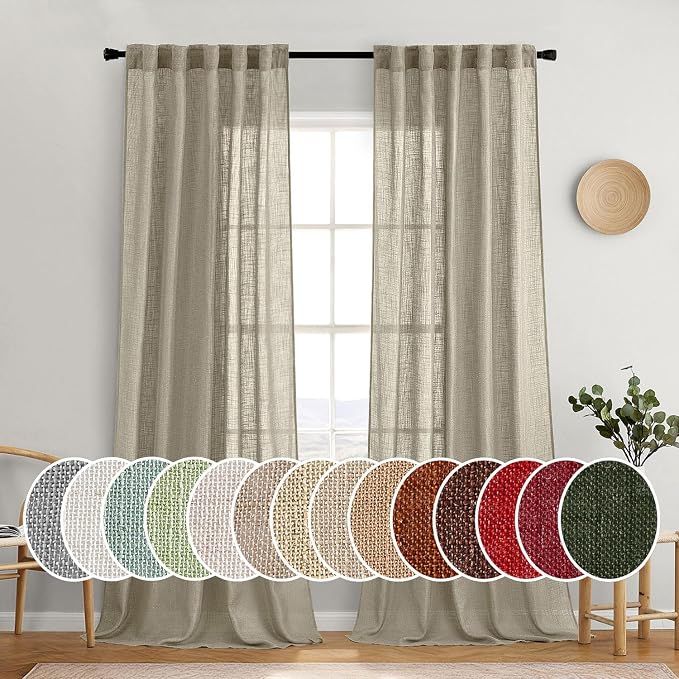 MIULEE Oatmeal Linen Curtains 52x96 Inch 2 Panels by MIULEE