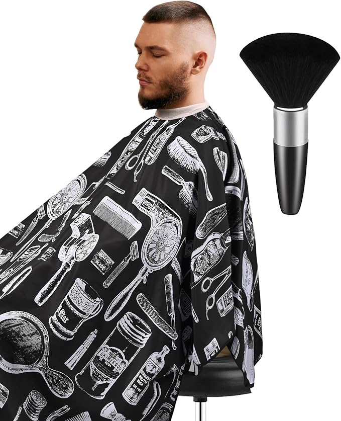 ULG Professional Hair Cutting Cape with Neck Duster Brush Waterproof Extra Large Size Salon Barber Cape Haircut Cape for Men