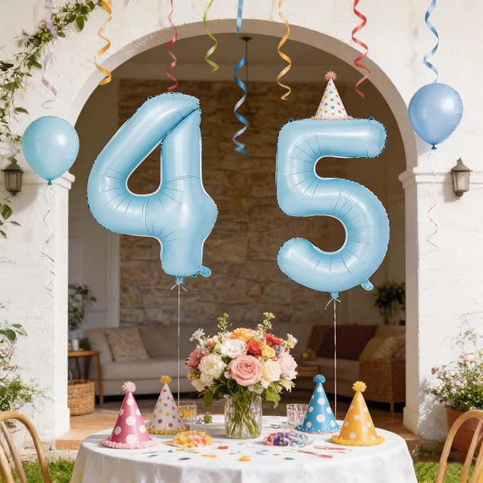40 In Matte Blue Number Balloons Helium Foil Mylar Balloon Party Digital 4 | - Image 4