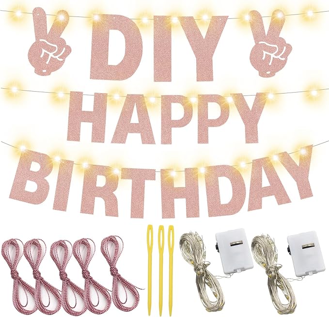 167Pcs DIY Glitter Customizable Banner Kit Custom Banner Happy Birthday Letters - Image 3