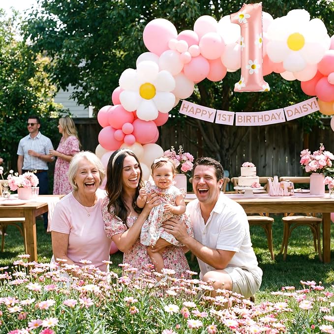 Jenaai 40 Inches Daisy Number Balloon Pink Inflating Foil Balloons Boho - Image 5