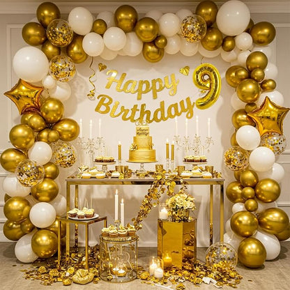 TONIFUL Number Balloon 16 Inch 10 Pcs Fat Gold 0-9 Birthday Number Balloons | - Image 4