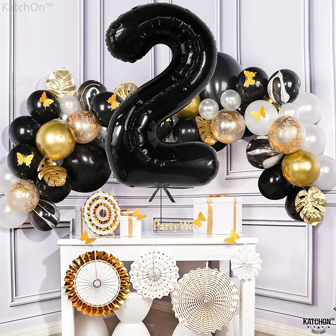 KatchOn Black Number 2 Balloon 40 Inch 2nd Birthday Decorations - Image 6