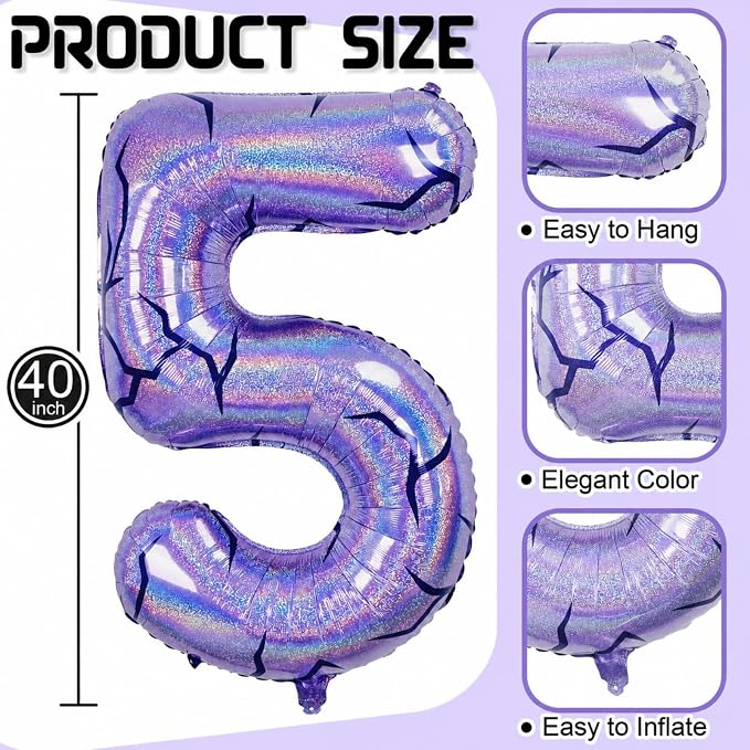 40 Inch Purple Kpop Number 5 Balloon - Image 2