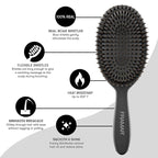 FRAMAR Soft Boar Bristle Hair Brush For Women – Boars Hair Brush For Women, Boar Brush For Fine Hair, Hairbrush For Fine Hair, Soft Bristle Brush For Slick Back, Volume and Shine - Black