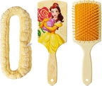 LUV HER Kids Hair Brush & Spa Headband Set for Girls - Features Disney Bella from Beauty & Beast - Fun Grooming Kit for Detangling, Styling & Skincare - Soft & Stretchy One Size, Ages 3+