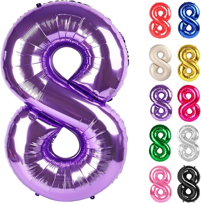 Purple Number 8 Balloon 40 Inch by IWERP