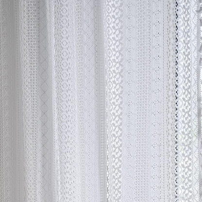 Sutuo Home White Boho Curtains Crochet Lace Semi-Sheer Bohemian Hollow Knitted - Image 8