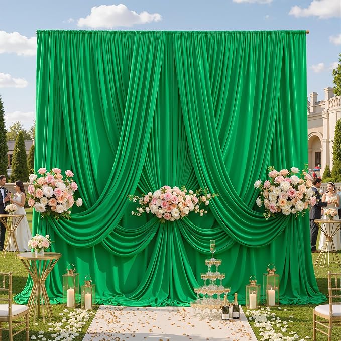 20ft×12ft Wrinkle Free Green Backdrop Curtain - Image 3