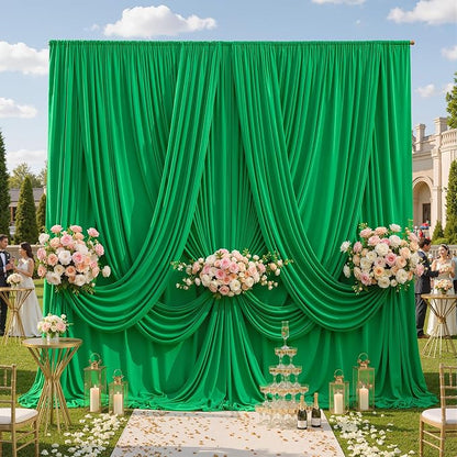 20ft×12ft Wrinkle Free Green Backdrop Curtain - Image 3
