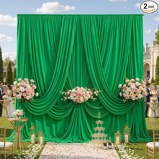10ft×12ft Wrinkle Free Green Backdrop Curtain by ENJOYYOURPARTY