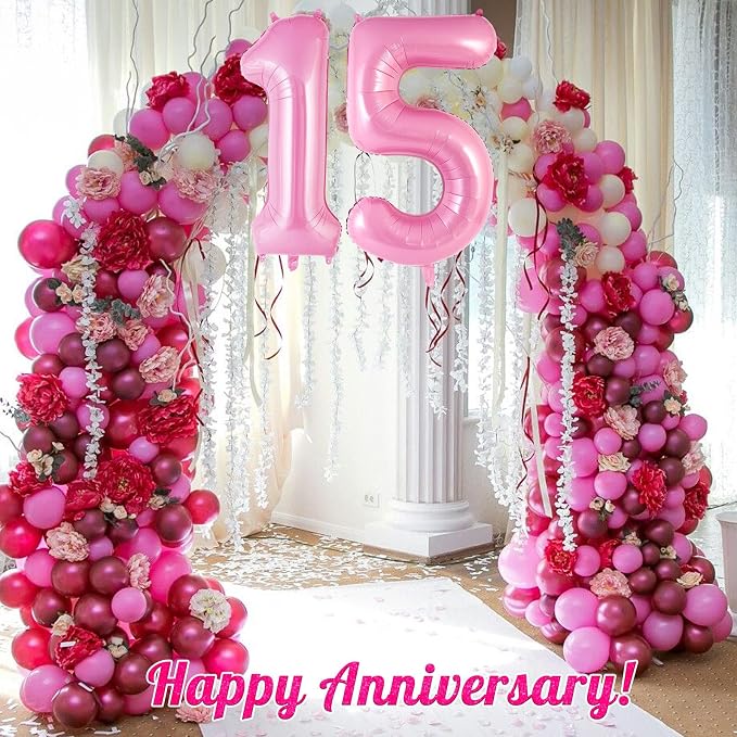 Pink Number 5 Balloon 40 Inch, Big Large Foil Helium Number Balloons, Jumbo - Image 6
